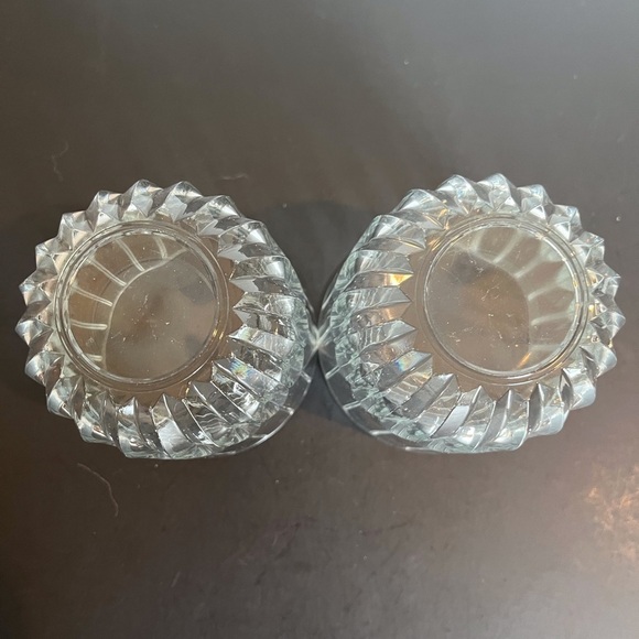 Set of Two Beveled Cut Glass Heavy Lowball Glasses - Picture 3 of 11